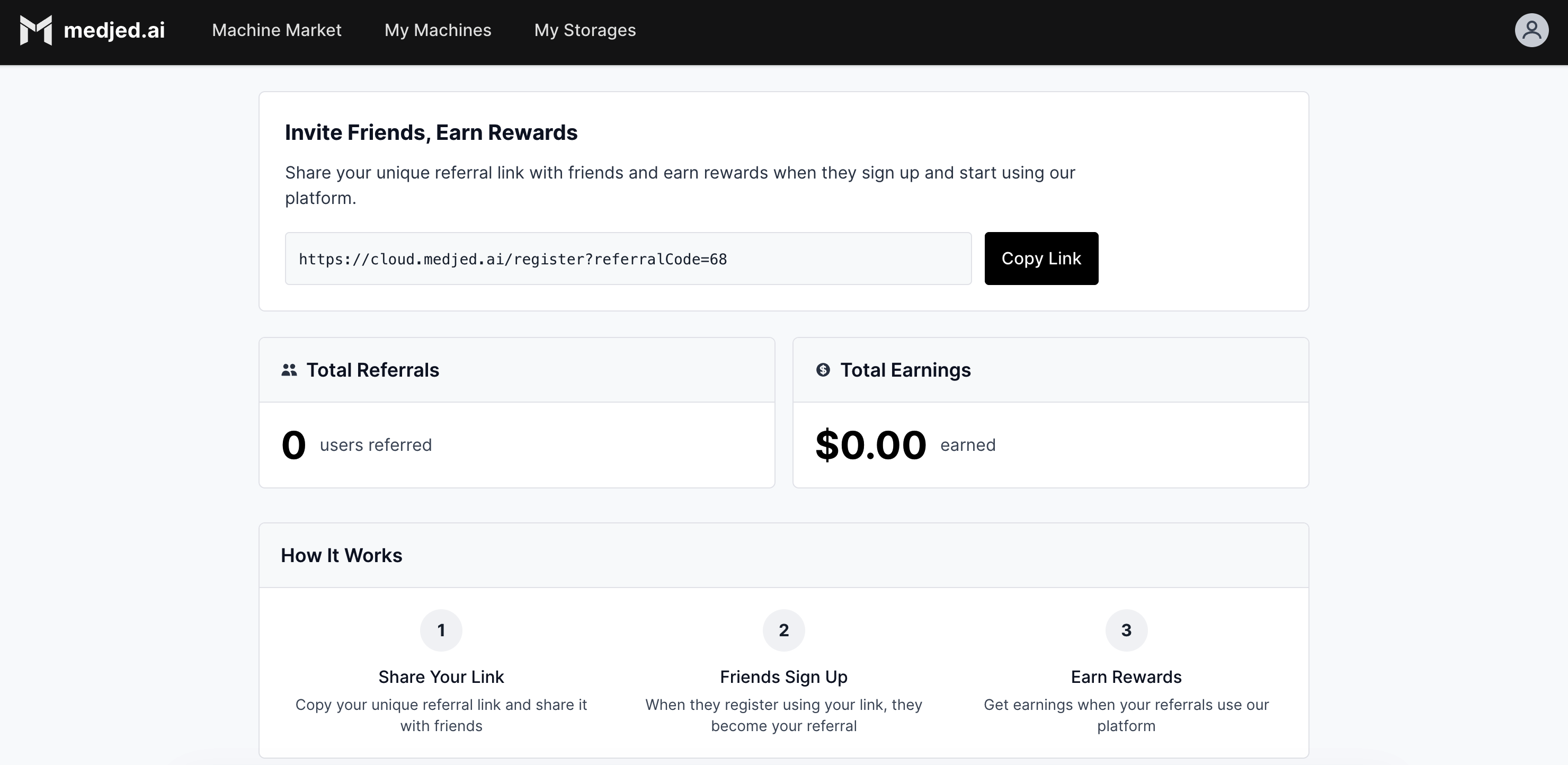 Medjed AI Referral Program Dashboard